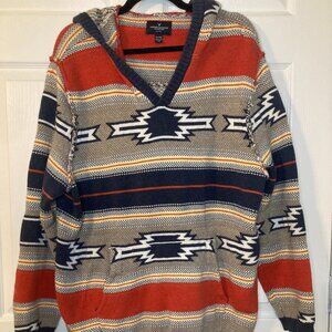 American Eagle Men's Knitted Southwestern/Aztec Pullover Hoodie - Size XL